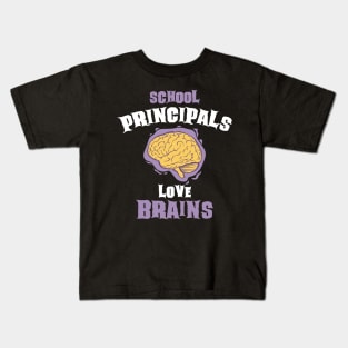 School Principals Teachers Love Brains Funny Halloween Gift Kids T-Shirt
